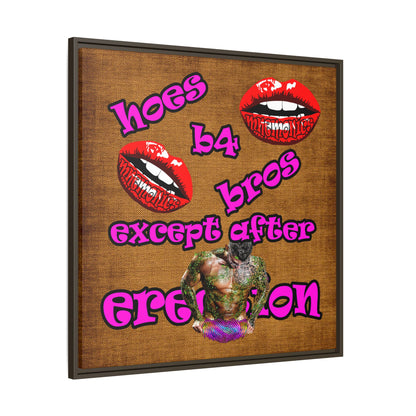 hoes b4 bros - framed canvas art (brown papyrus)