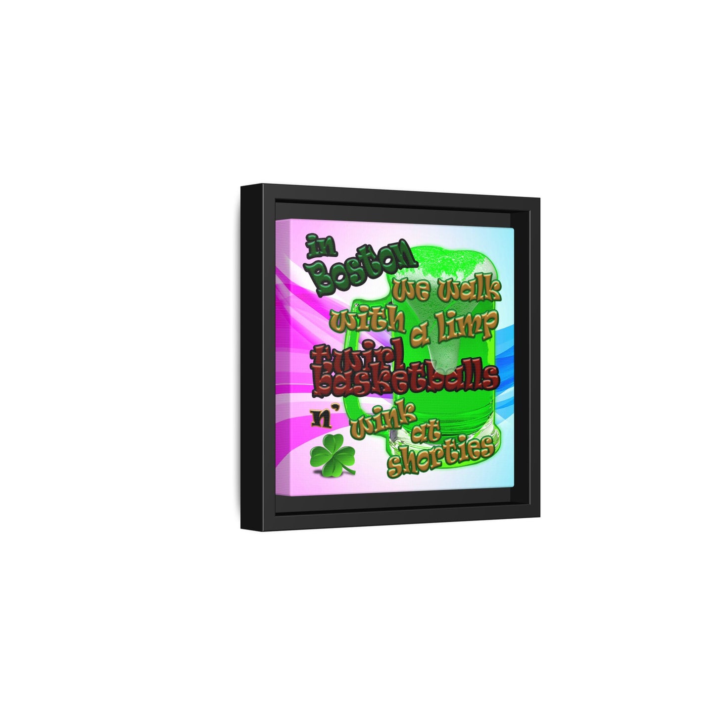 celtics logo - framed canvas art (light blue-pink wave)