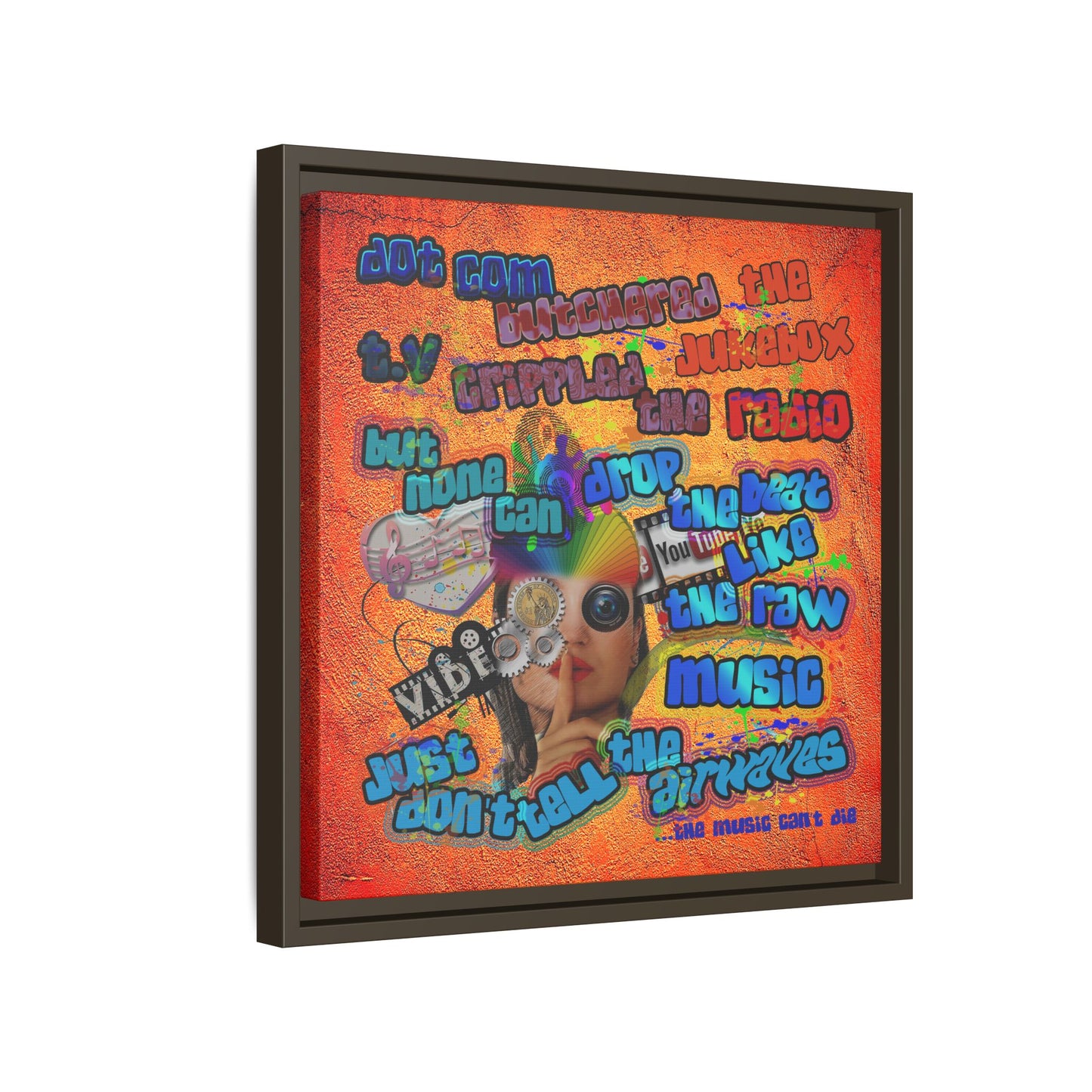 drop the beat - framed canvas art (burnt orange)