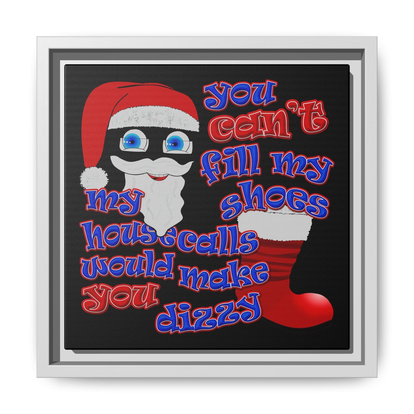 santa's shoes - framed canvas art (black)