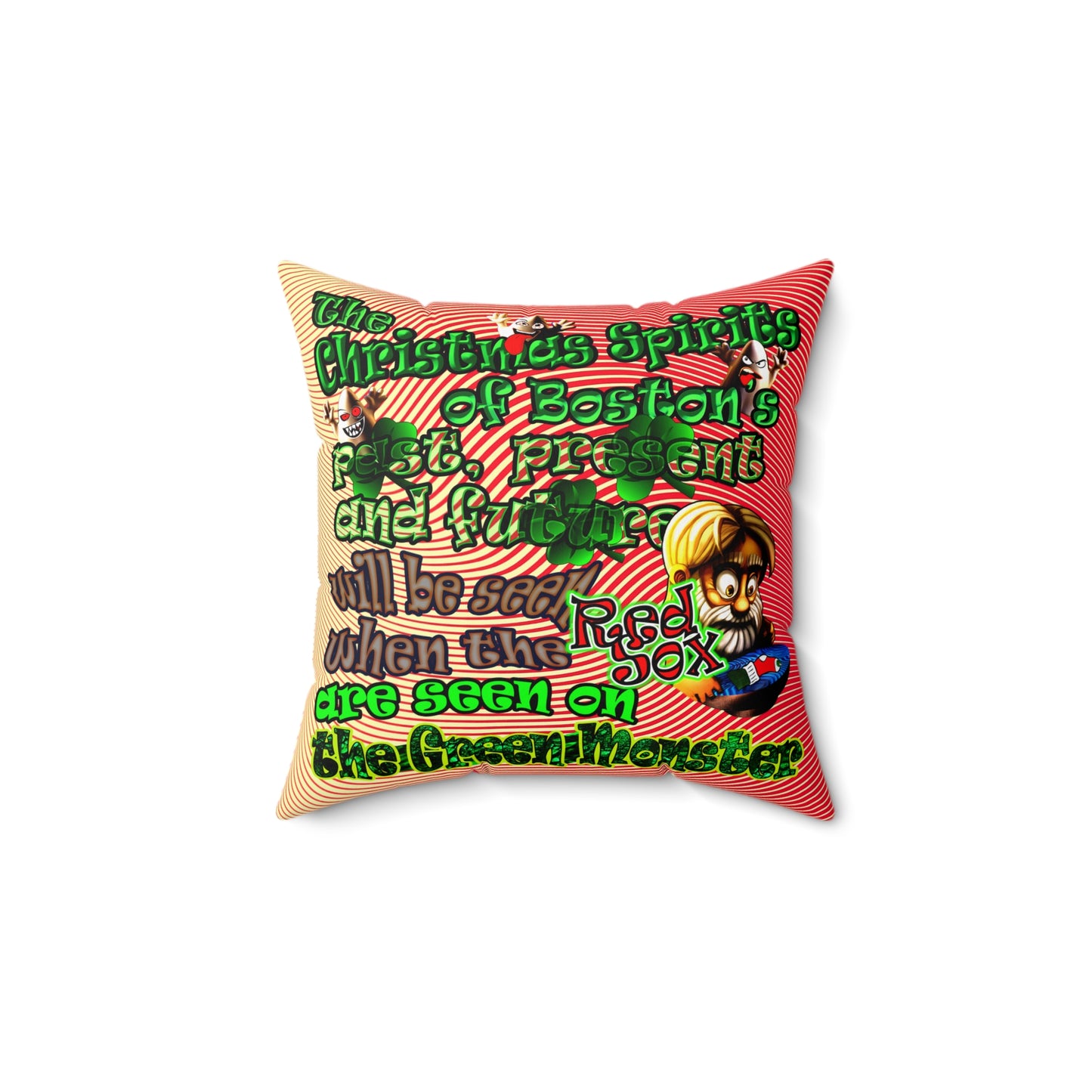 christmas spirits of boston - Spun Polyester Square Pillow - (yellow-orange wave)