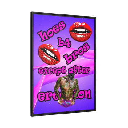 hoes b4 bros - framed canvas art (purple-pink wave)