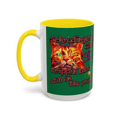 schrodinger's cat - Accent Mug (dark green)