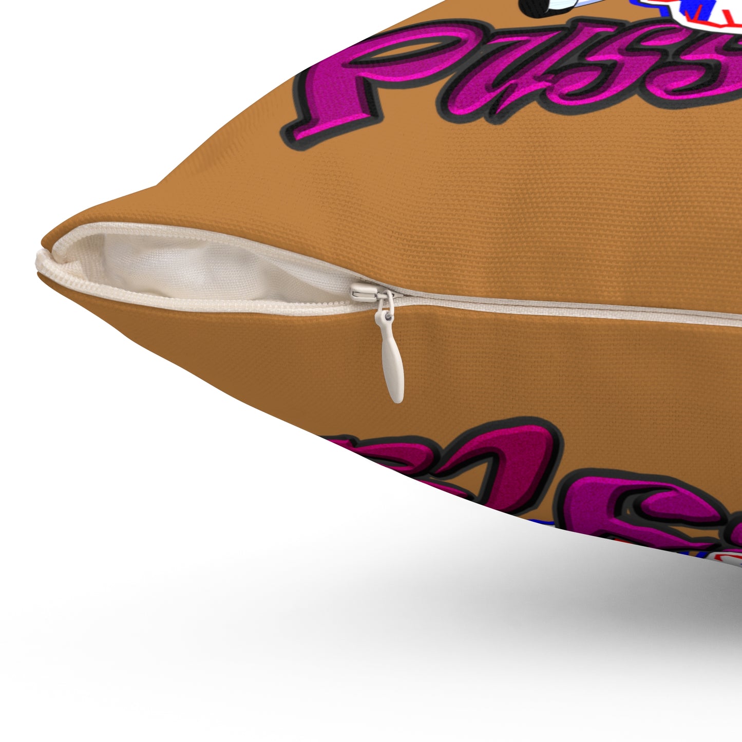 tag that - Spun Polyester Square Pillow - (light brown)
