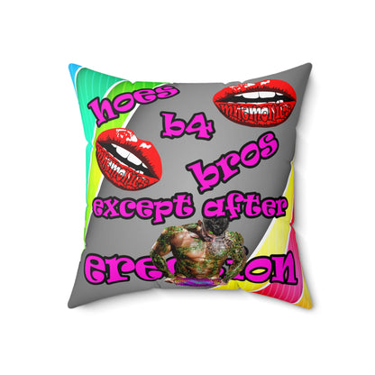 hoes b4 bros - Spun Polyester Square Pillow - (rainbow split)