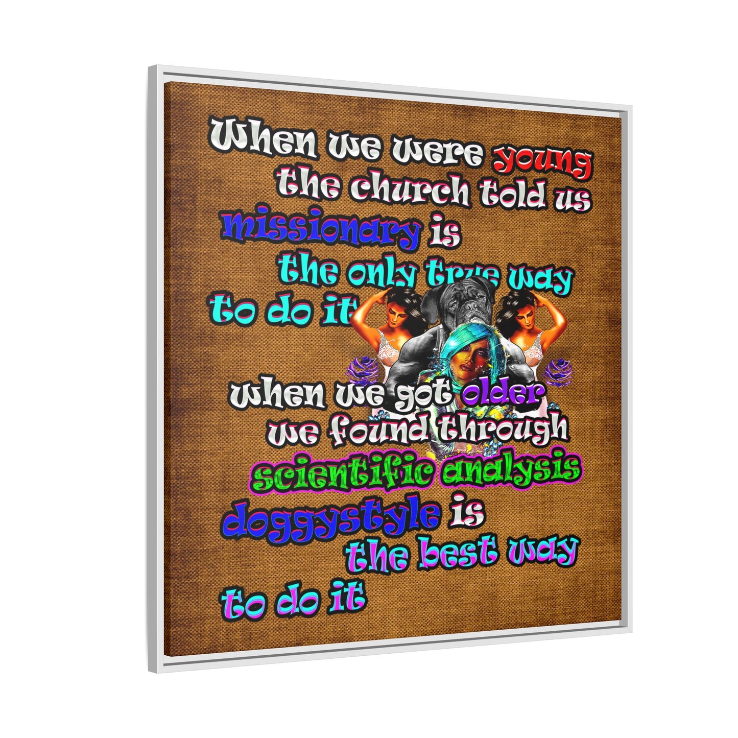 doggystyle - framed canvas art (brown papyrus)