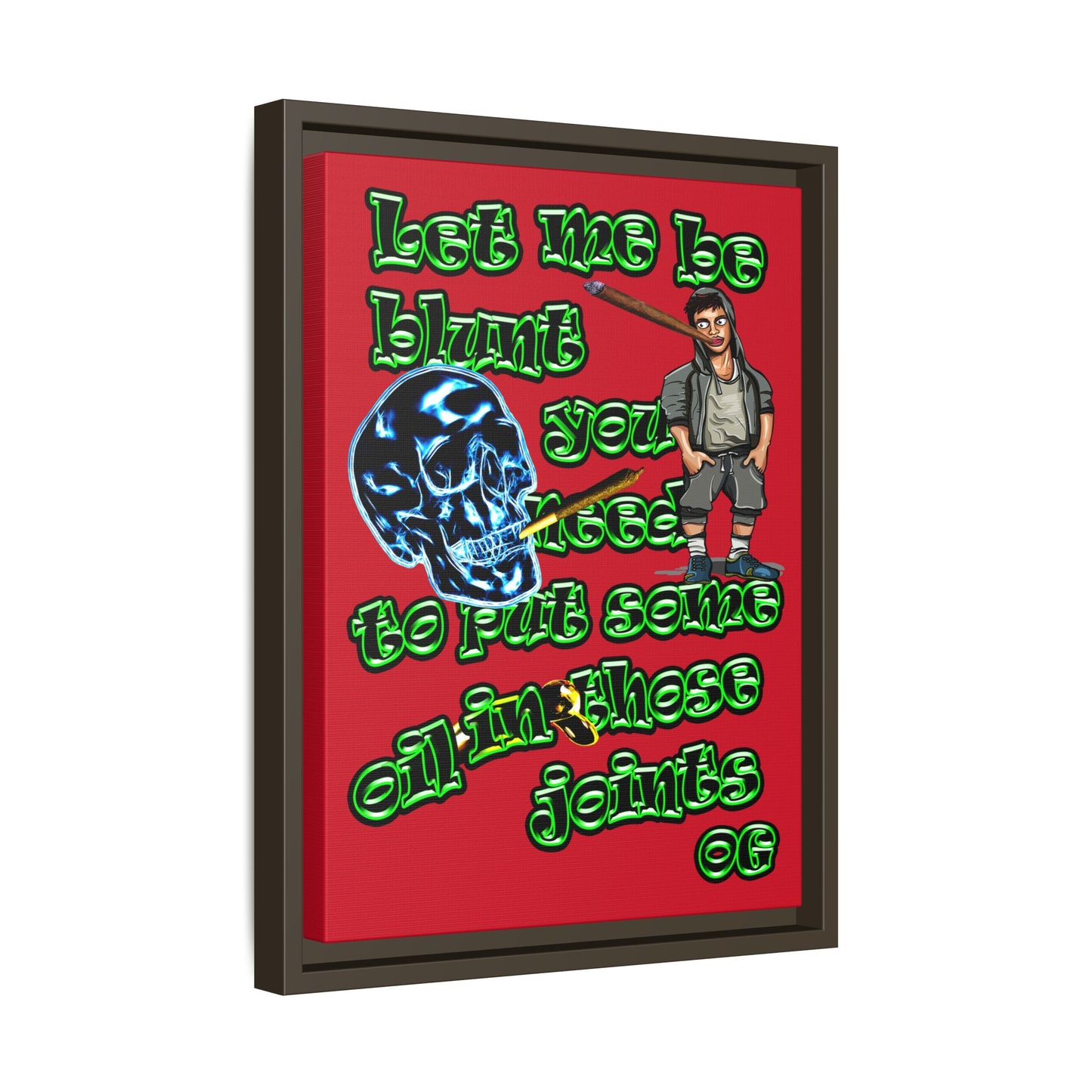 og - framed canvas art (dark red)