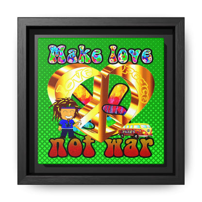 love peace - framed canvas art (logo green)