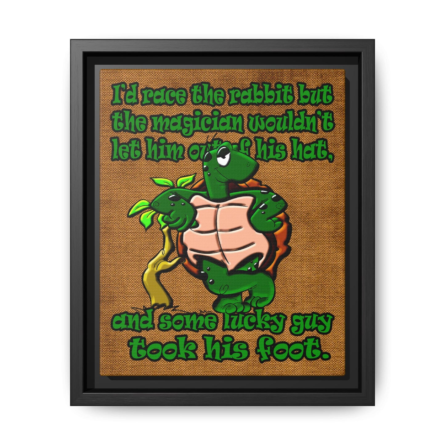 turtle race - framed canvas art (brown papyrus)