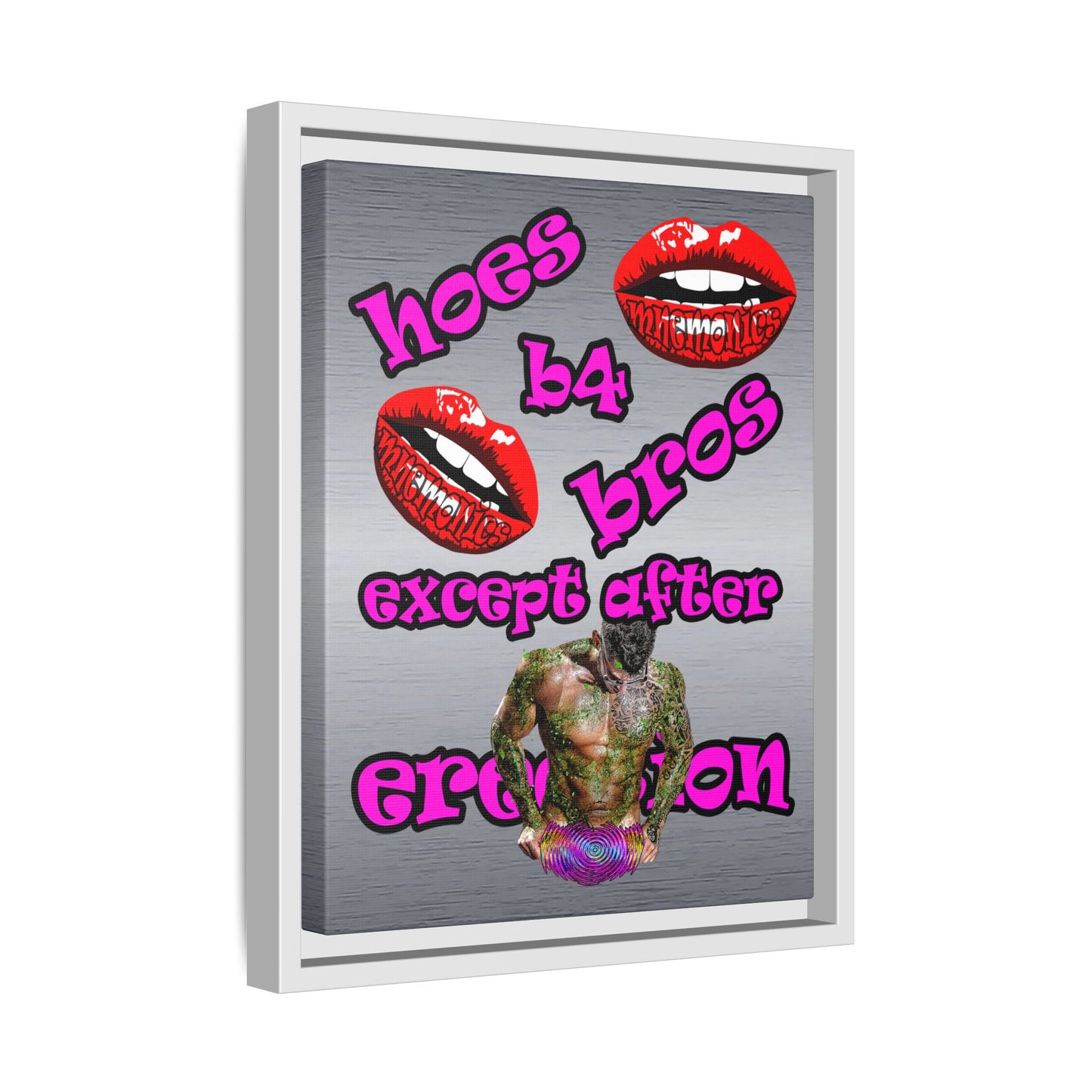 hoes b4 bros - framed canvas art (brushed nickel)