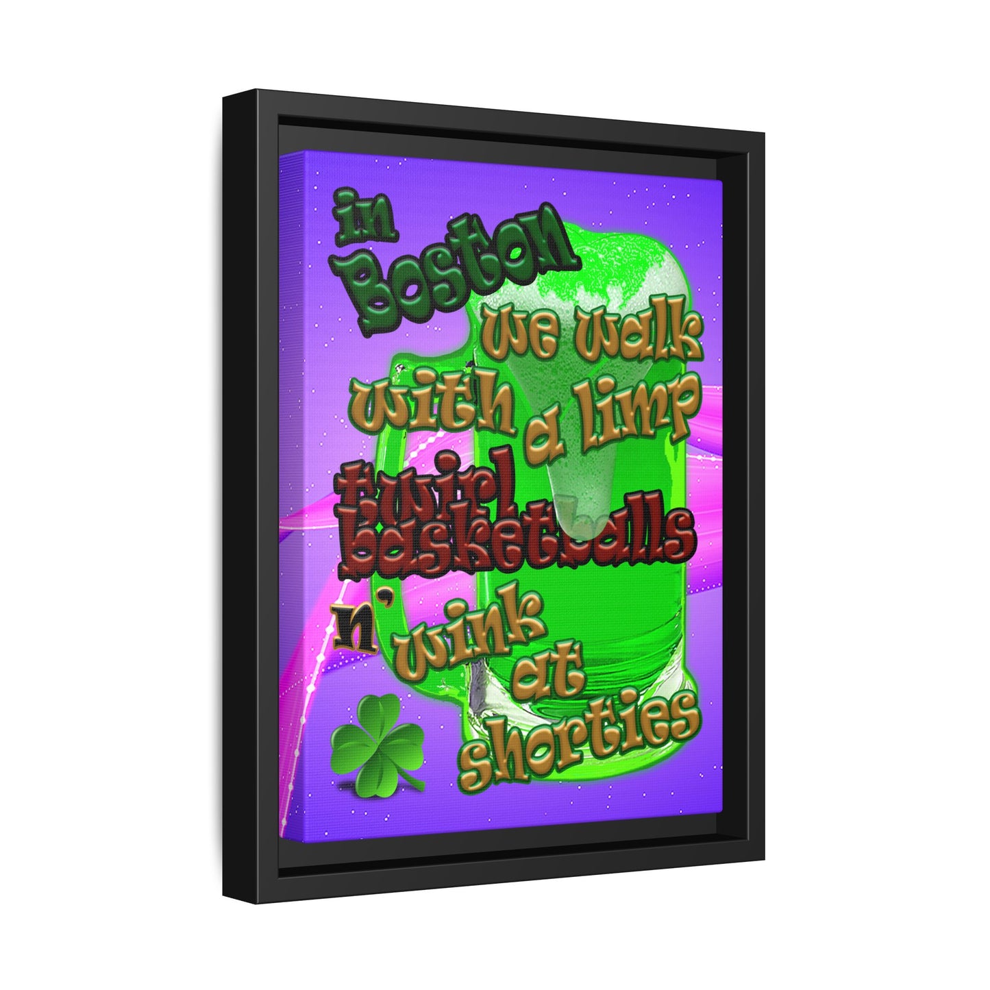 celtics logo - framed canvas art (purple-pink wave)