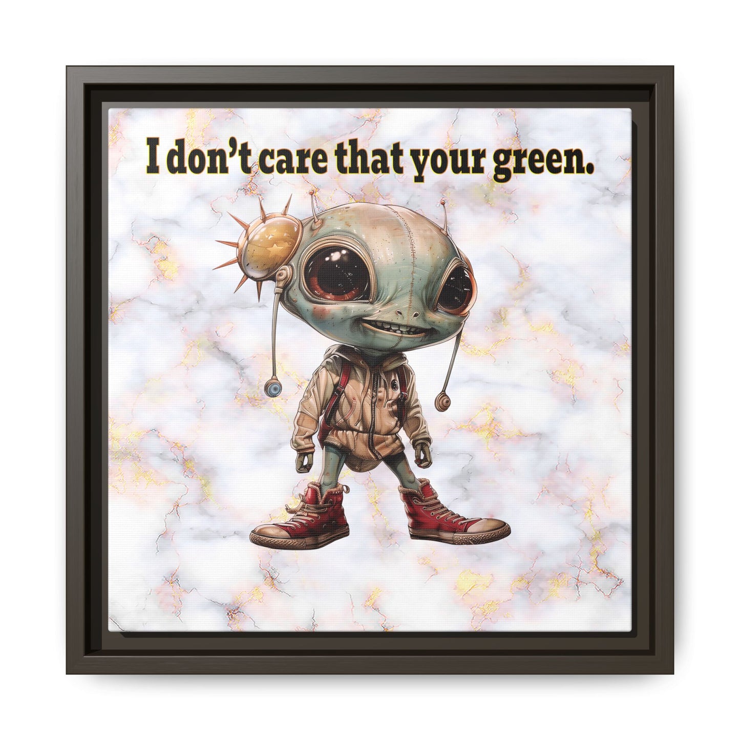 I don't care that your green - framed canvas art (white marble)