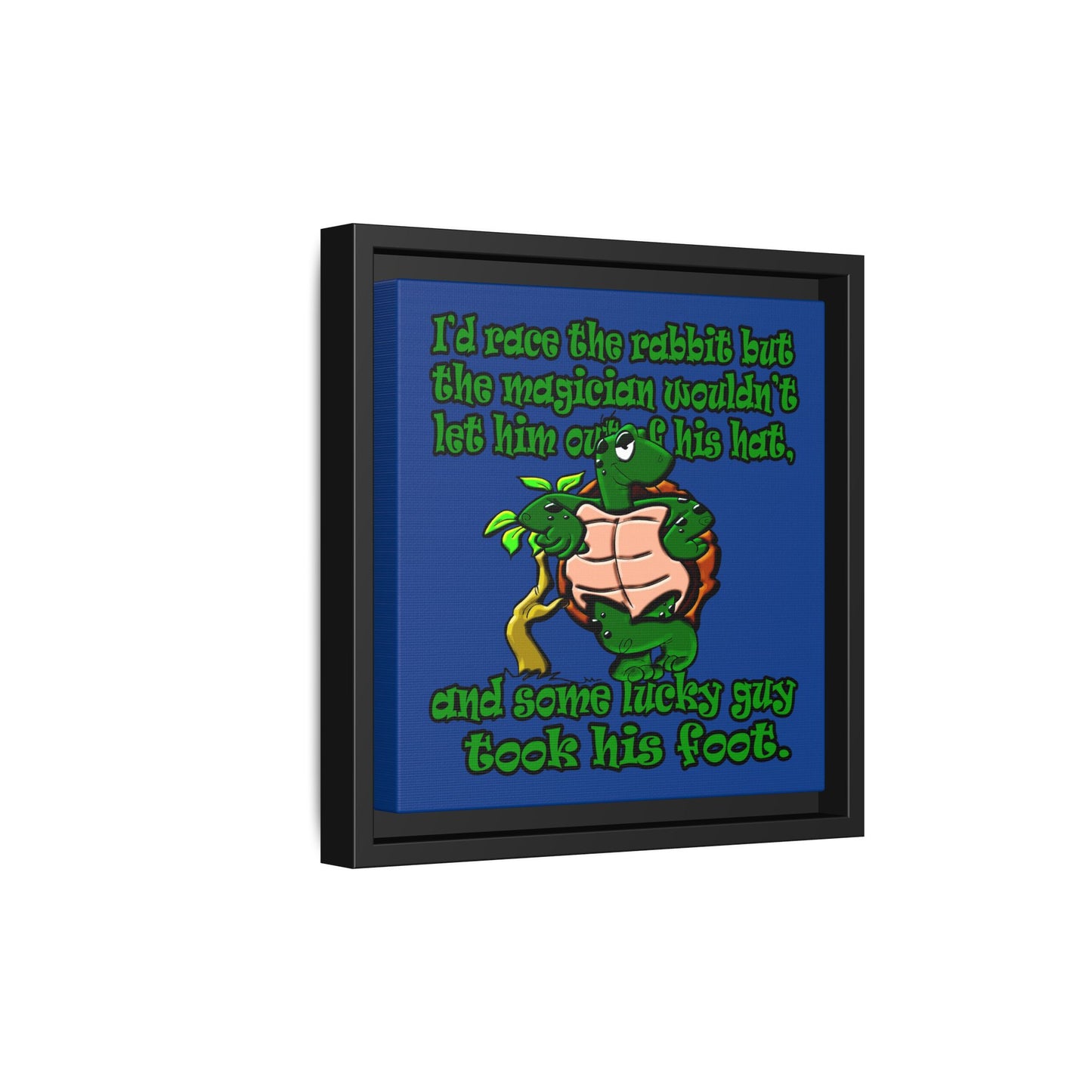 turtle race - framed canvas art (dark blue)