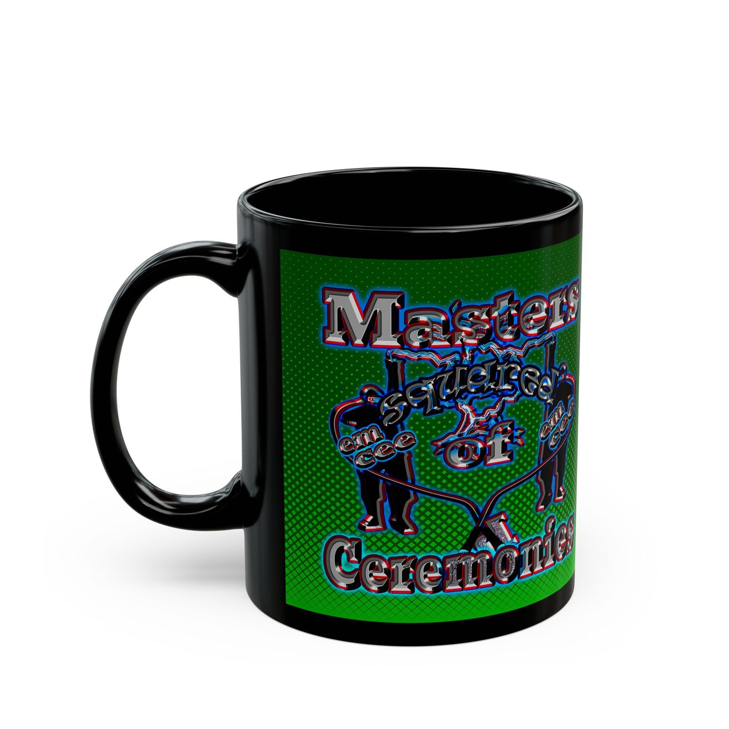 em cee squared - Black Mug (logo green)