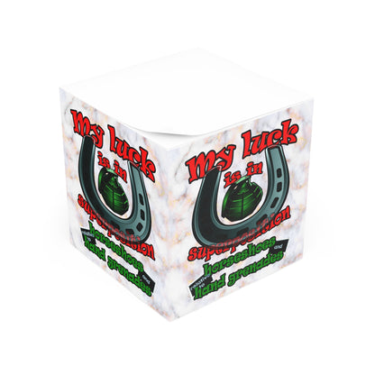 my luck - note cube (white marble)