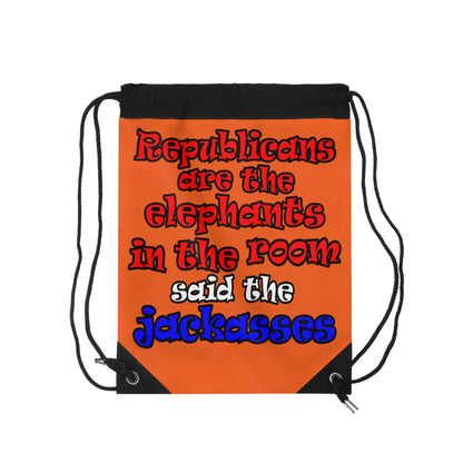 donkeys and elephants - Drawstring Bag (orange)