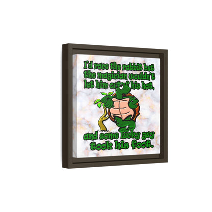 turtle race - framed canvas art (white marble)