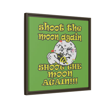 shoot the moon again - framed canvas art (green)