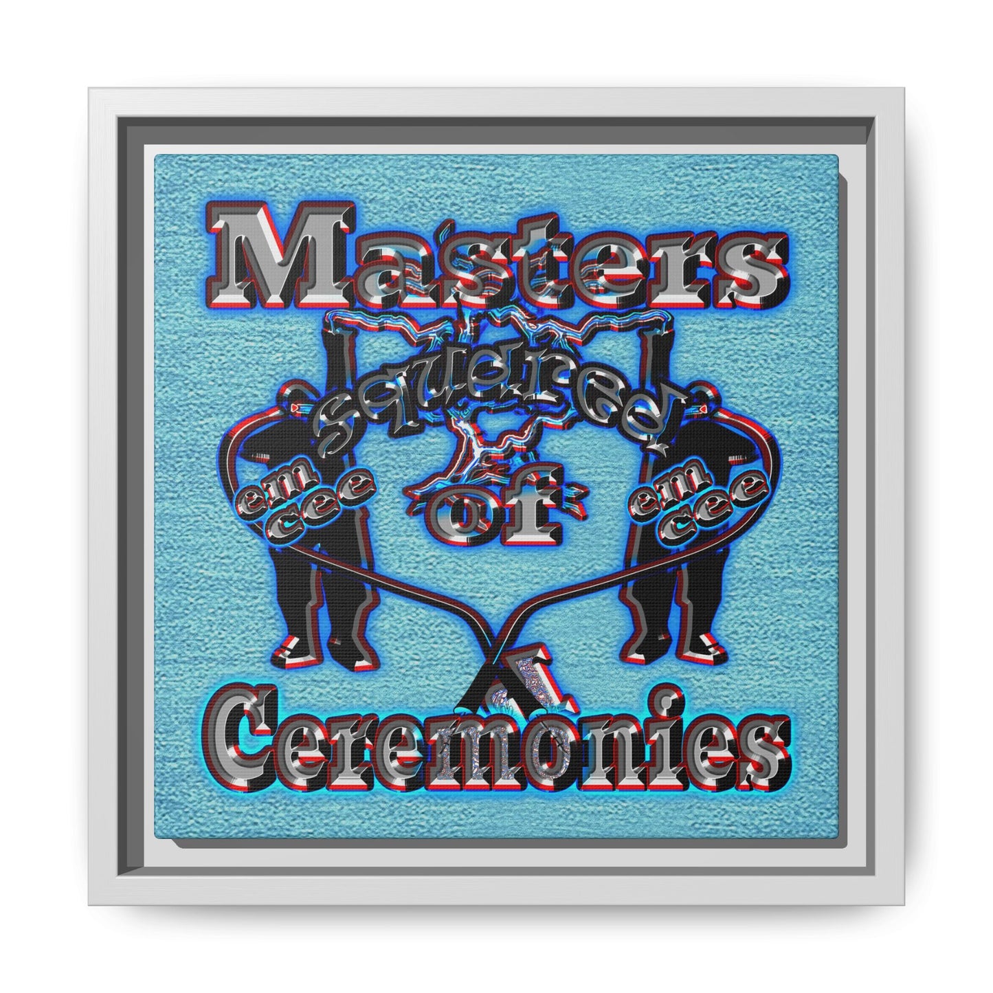 em cee squared - framed canvas art (faded blue)