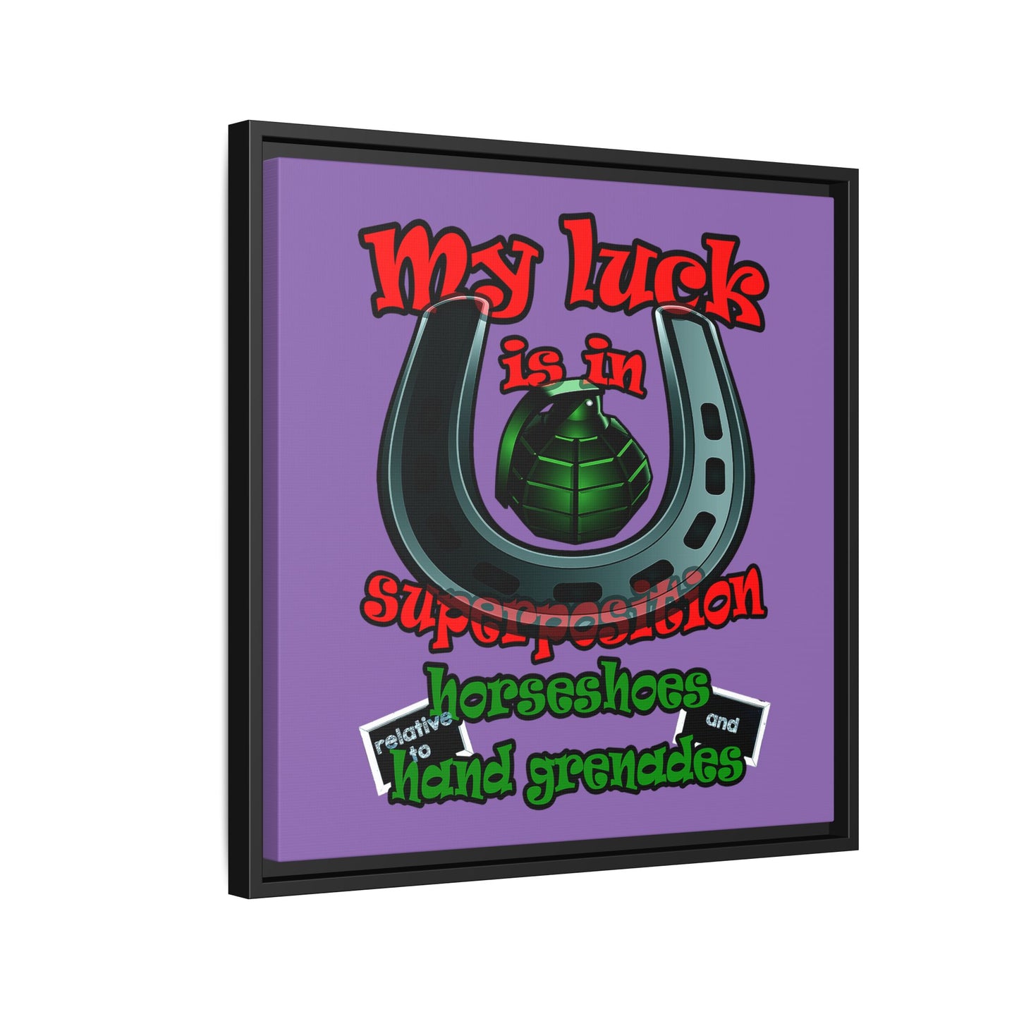 my luck - framed canvas art (light purple)