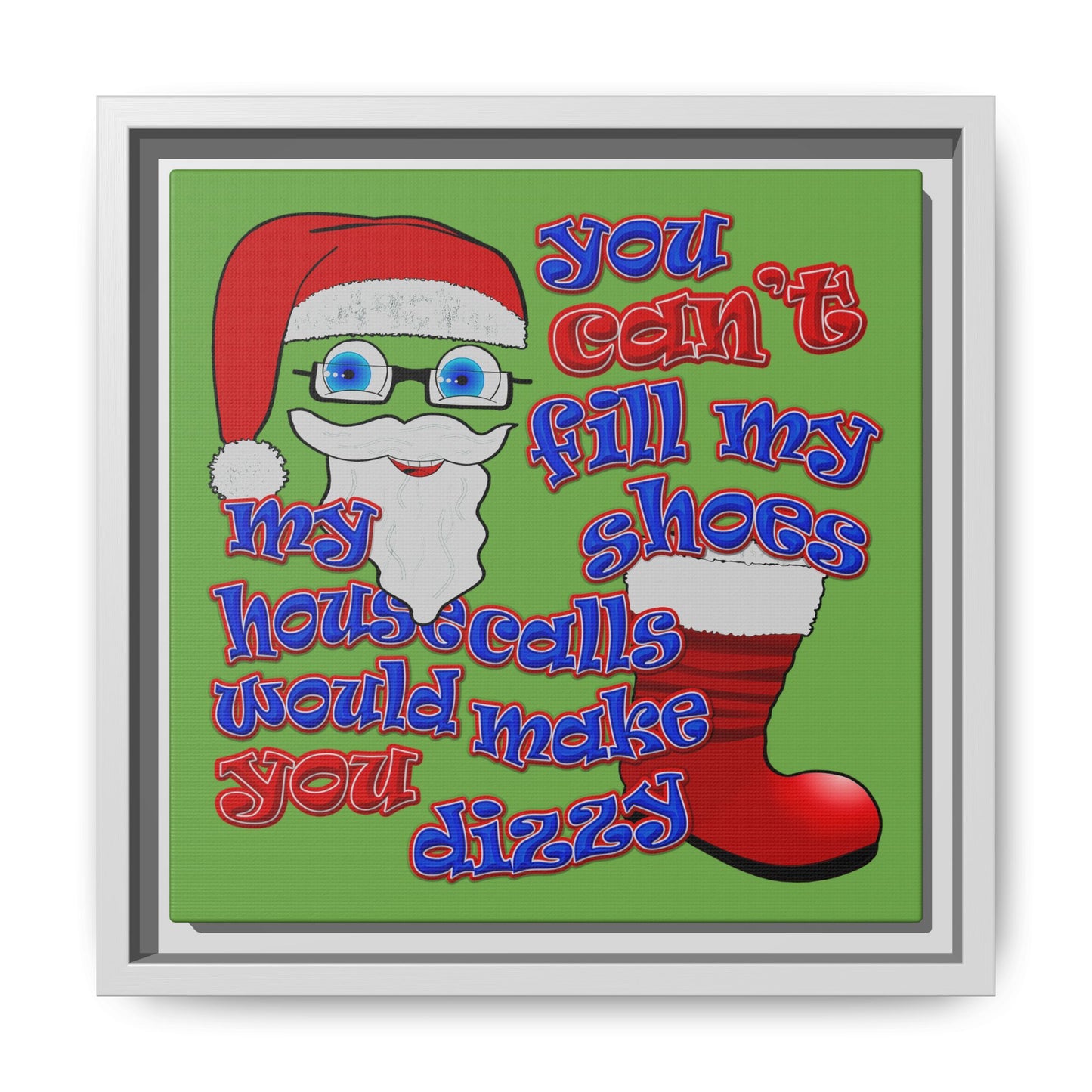 santa's shoes - framed canvas art (green)