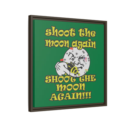 shoot the moon again - framed canvas art (dark green)