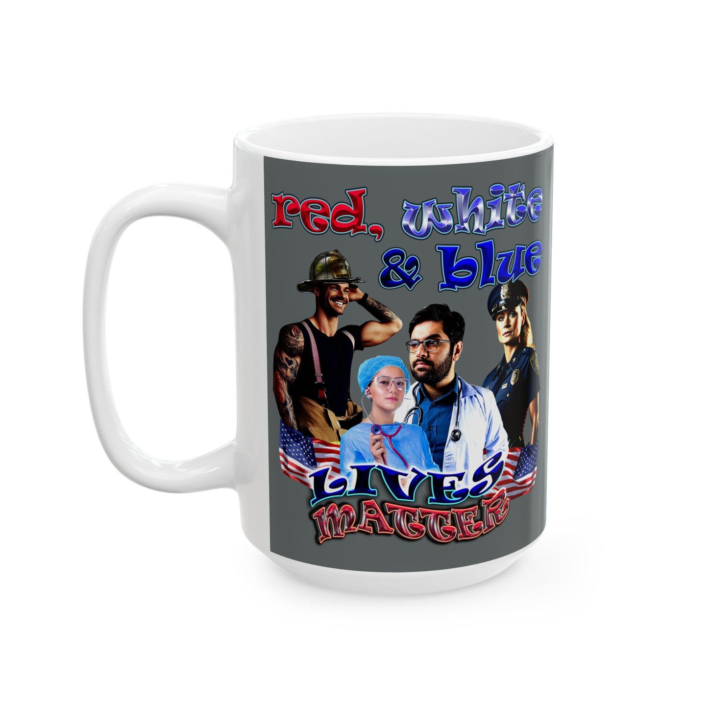 rw&b lives matter - White Mug (dark grey)