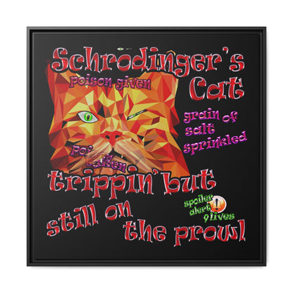 schrodinger's cat - framed canvas art (black)