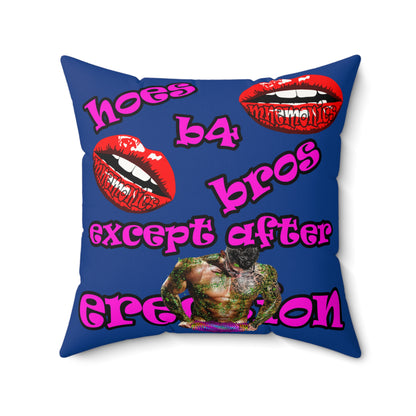 hoes b4 bros - Faux Suede Square Pillow - (dark blue)