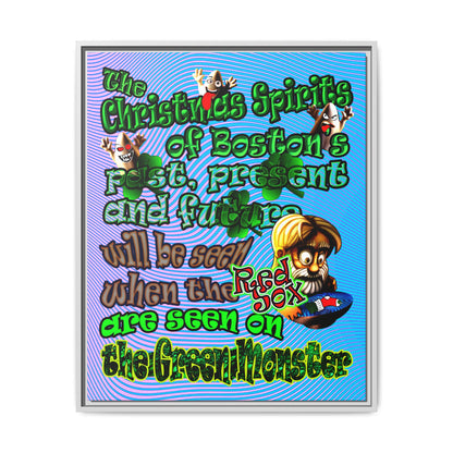 christmas spirits of boston - framed canvas art (light blue-purple wave)