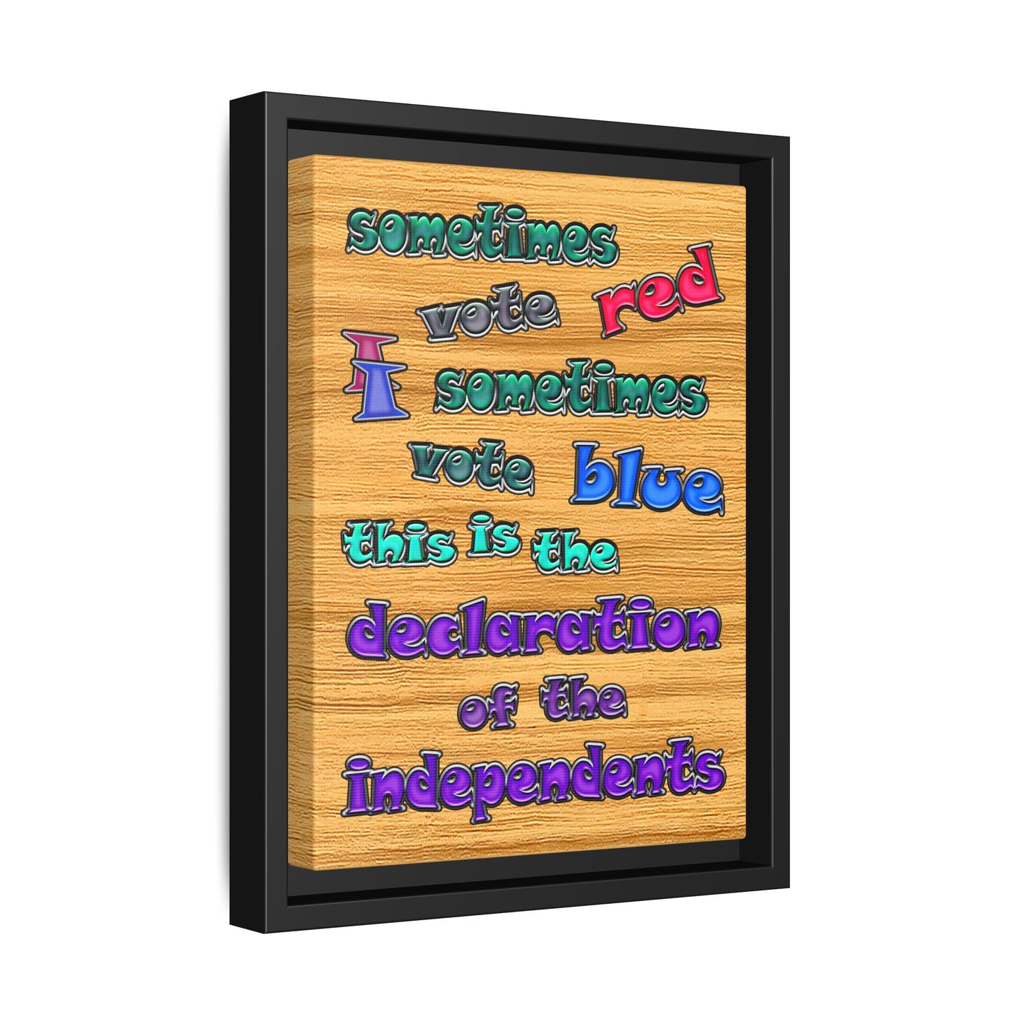 declaration of the independents - framed canvas art (butterscotch wood finish)
