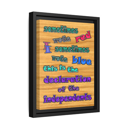 declaration of the independents - framed canvas art (butterscotch wood finish)