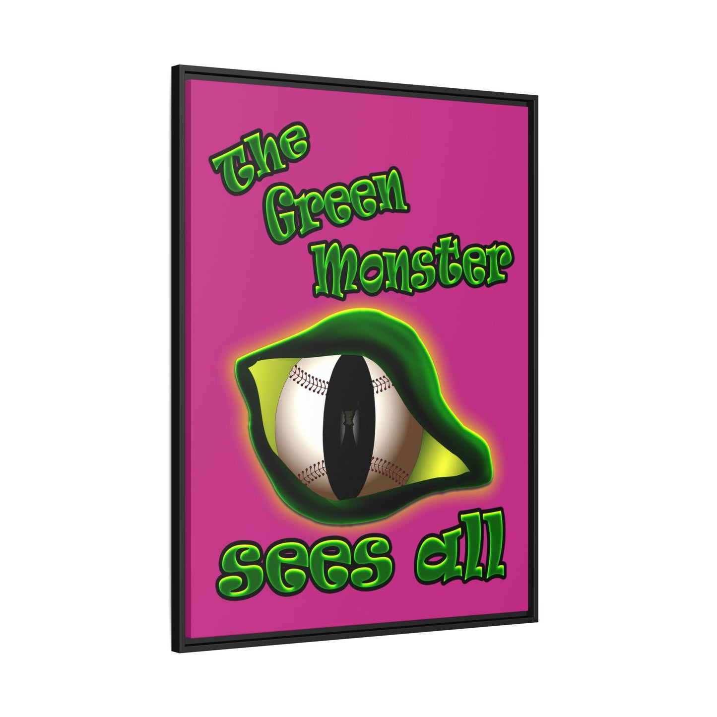 green monster - framed canvas art (pink)