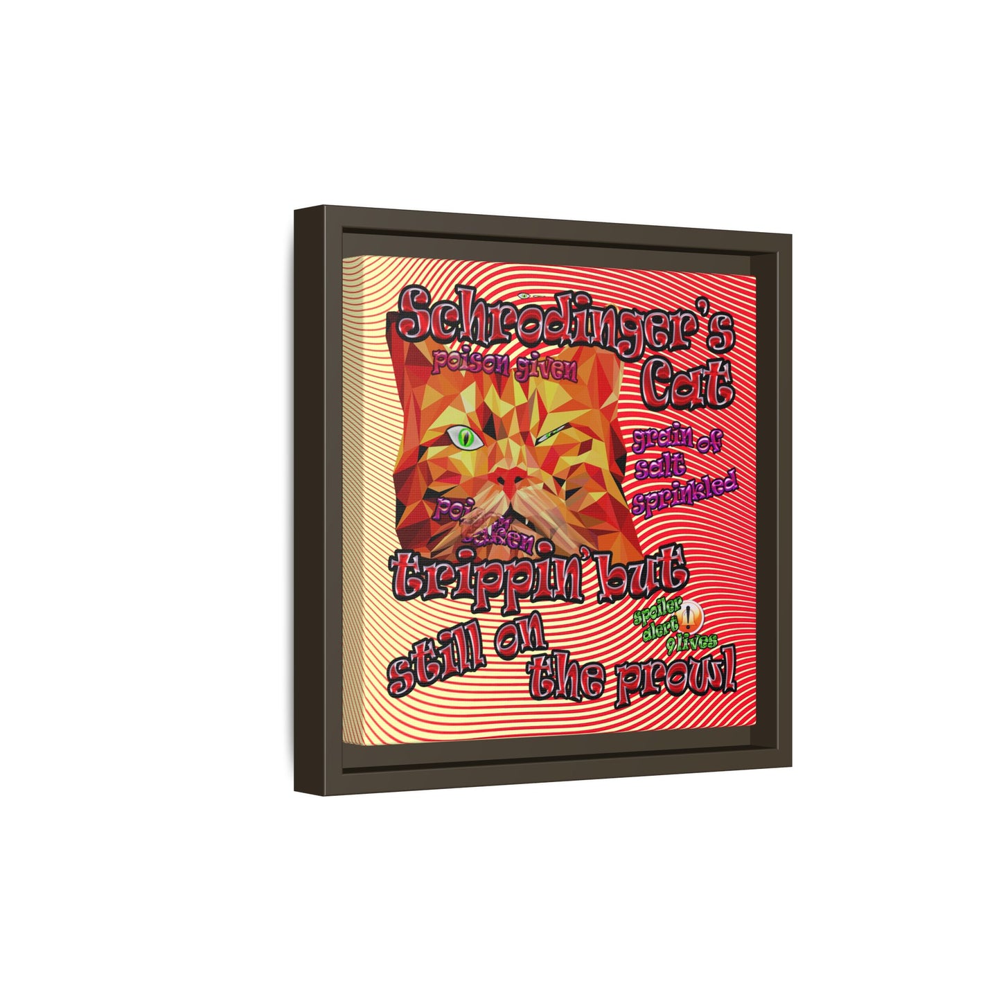 schrodinger's cat - framed canvas art (yellow-orange wave)