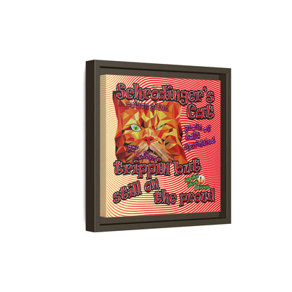 schrodinger's cat - framed canvas art (yellow-orange wave)