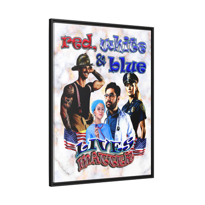 rw&b lives matter - framed canvas art (white marble)