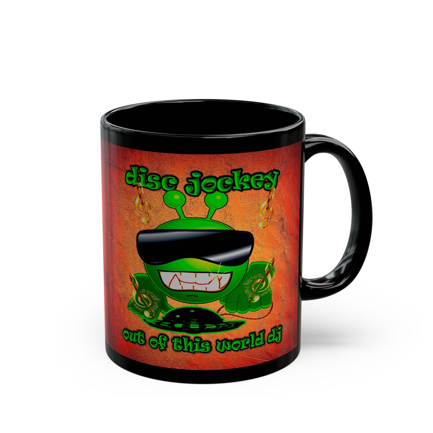 disc jockey - Black Mug (burnt orange)