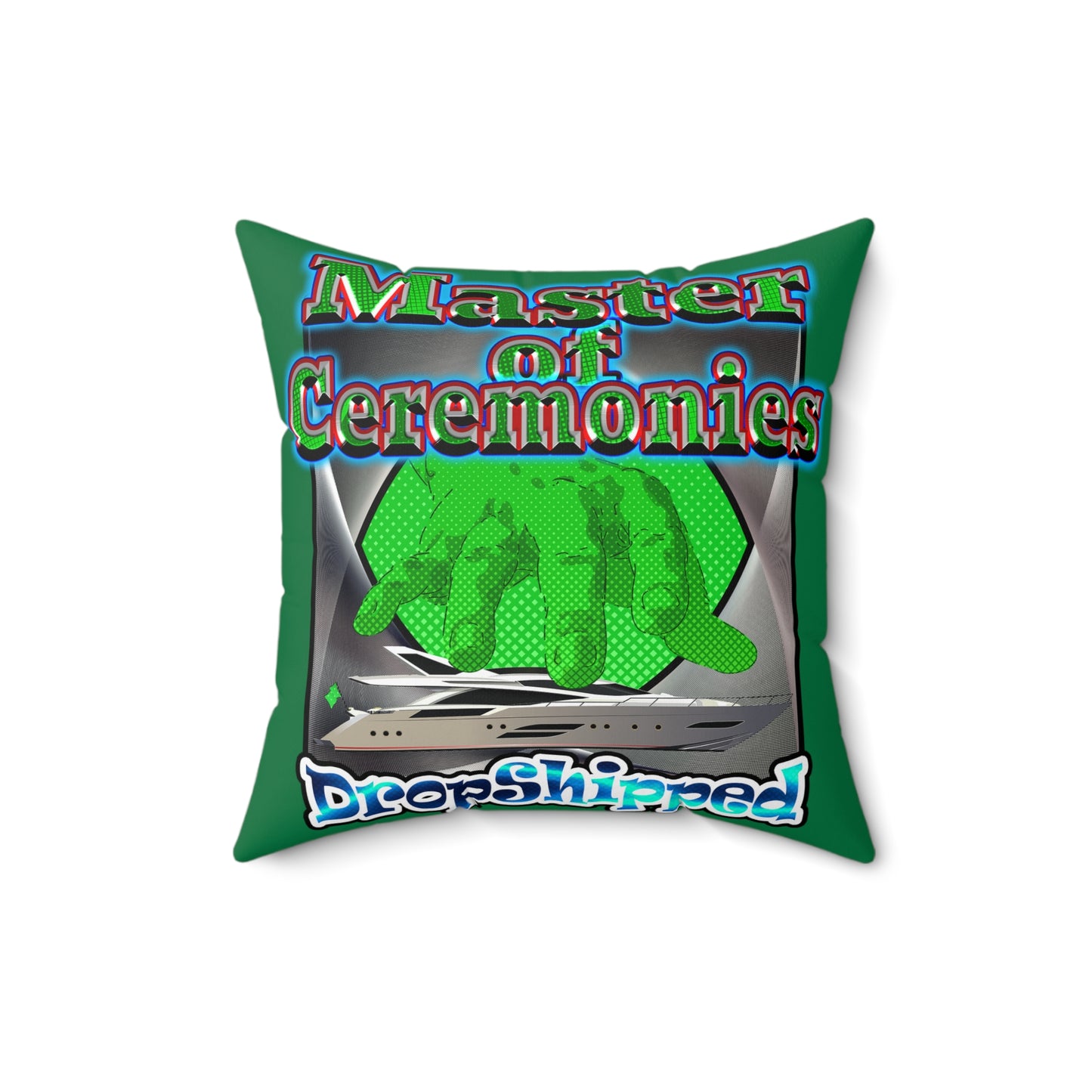 logo - Faux Suede Square Pillow - (dark green)
