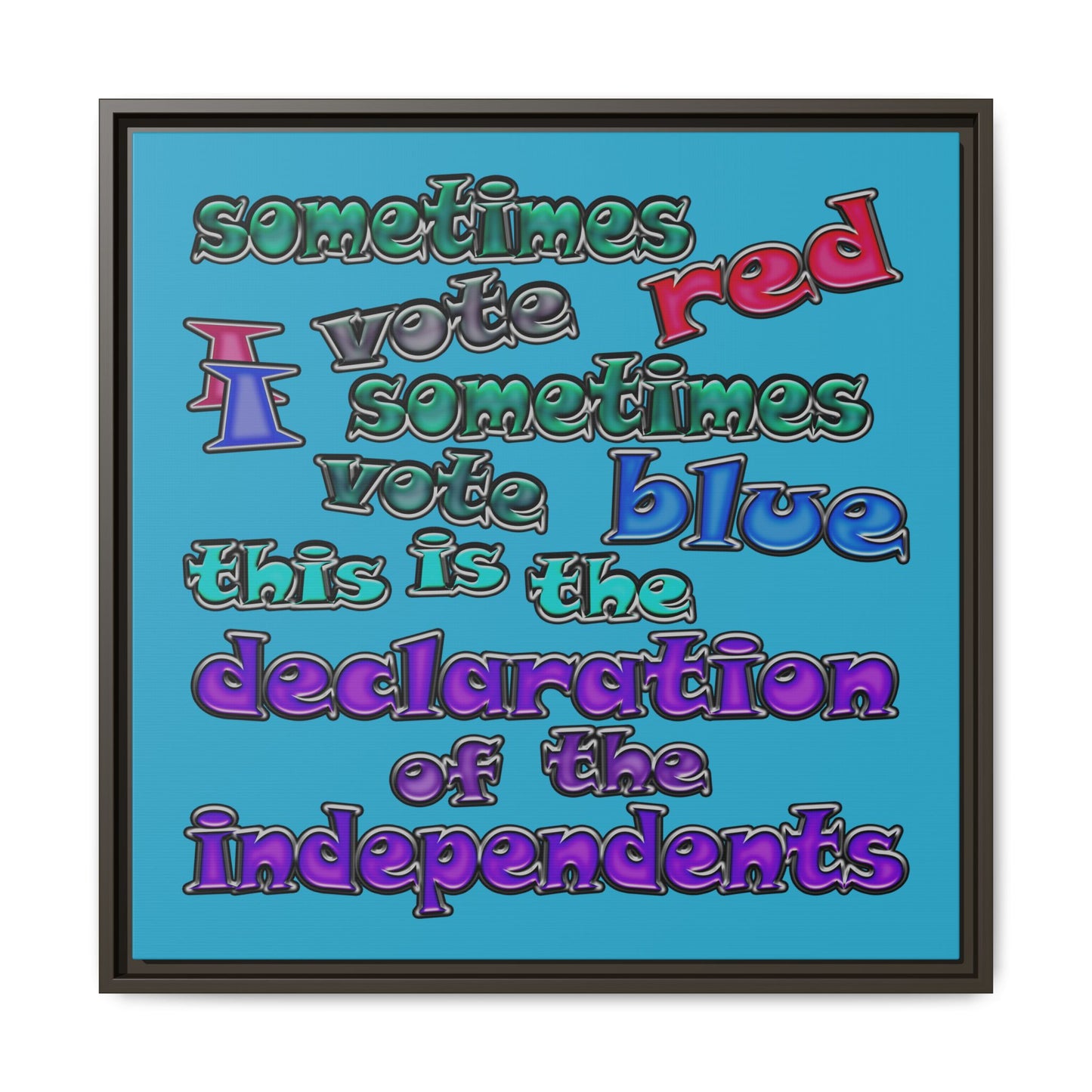 declaration of the independents - framed canvas art (turquoise)