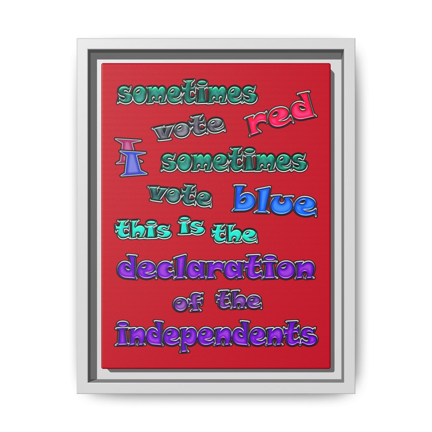 declaration of the independents - framed canvas art (dark red)