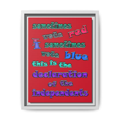 declaration of the independents - framed canvas art (dark red)