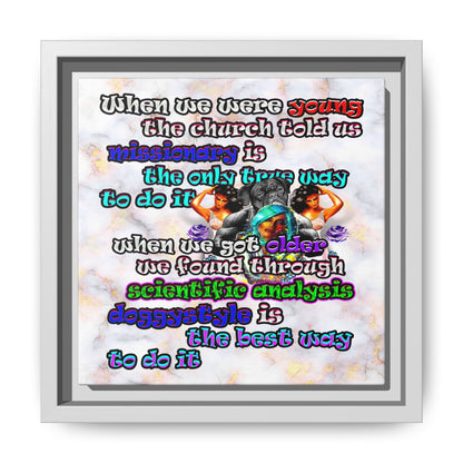 doggystyle - framed canvas art (white marble)