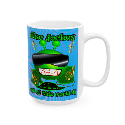 disc jockey - White Mug (light blue-purple wave)