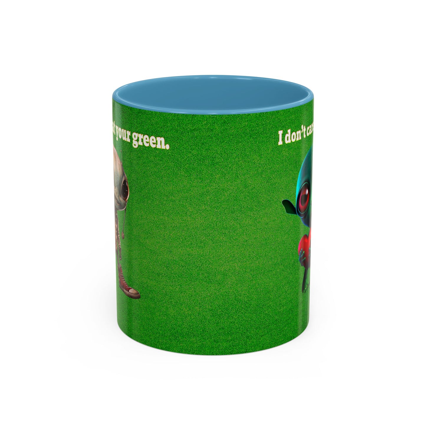 I don't care that your grey - Accent Mug (green turf)