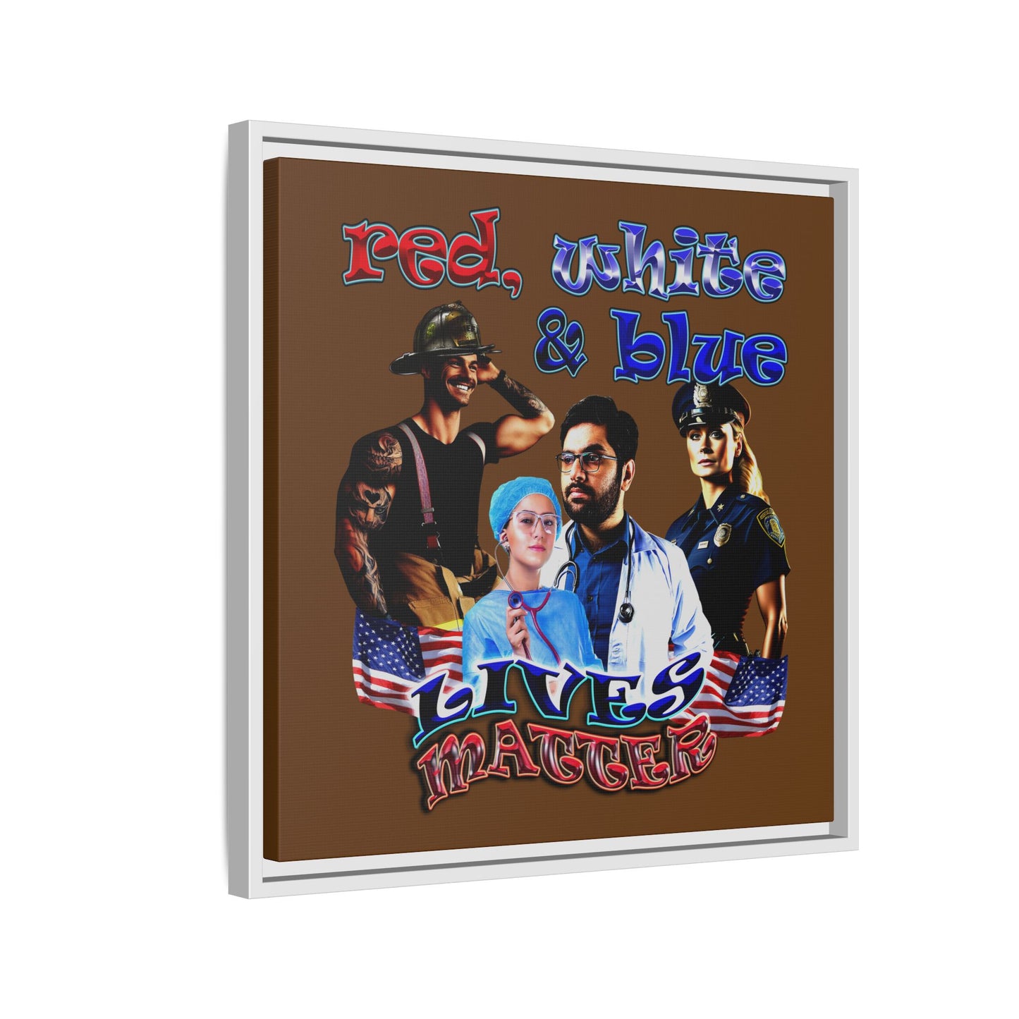 rw&b lives matter - framed canvas art (brown)