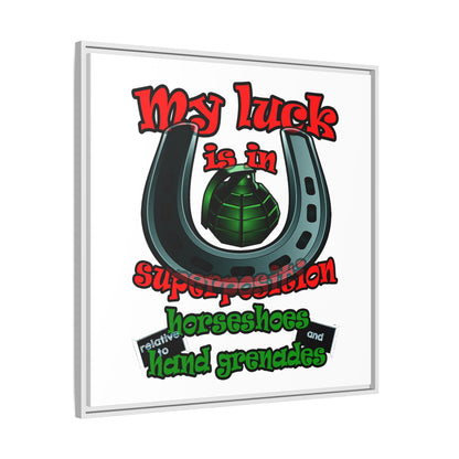 my luck - framed canvas art (white)