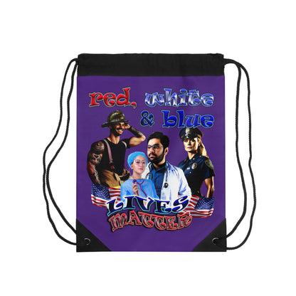 rw&b lives matter - Drawstring Bag (purple)