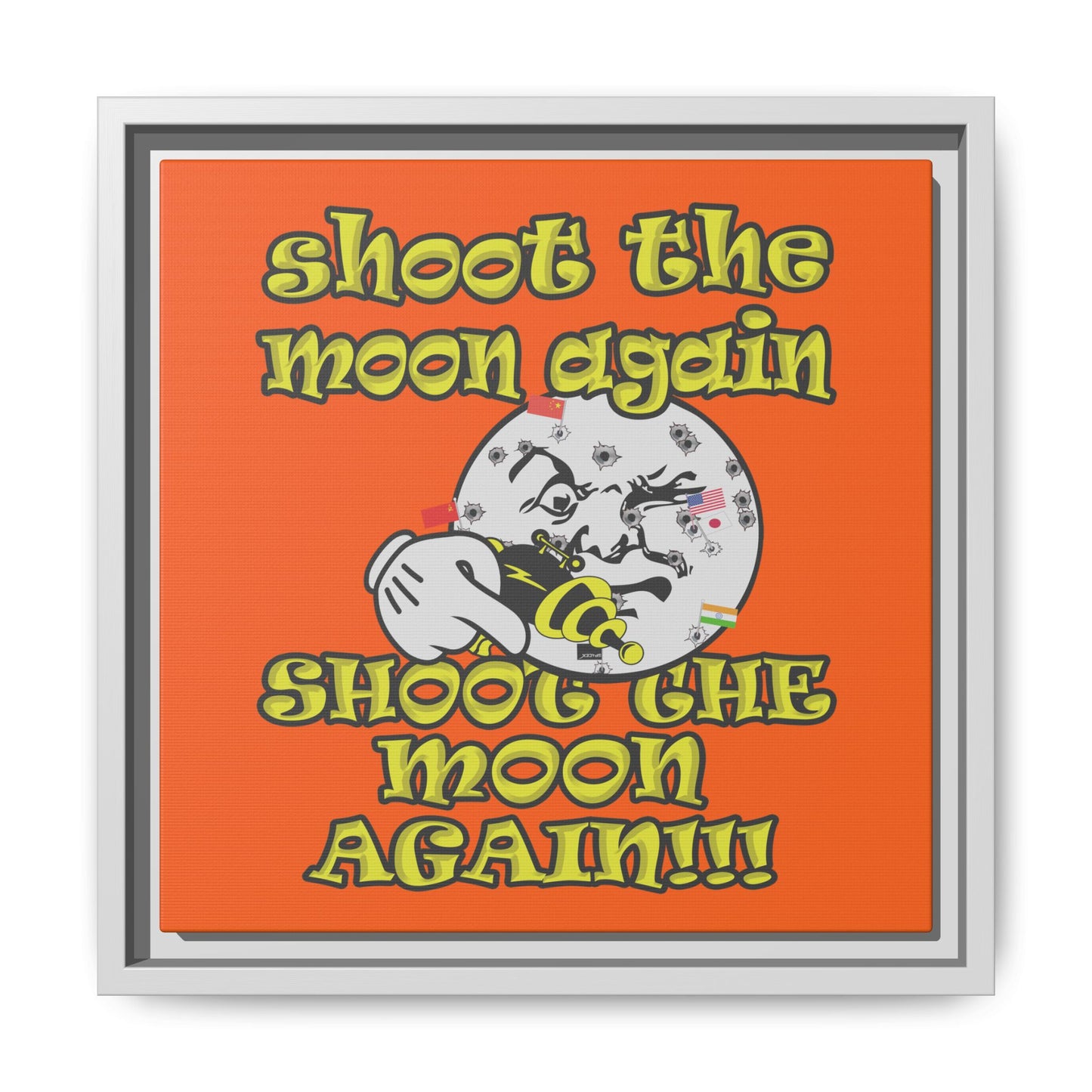 shoot the moon again - framed canvas art (orange)