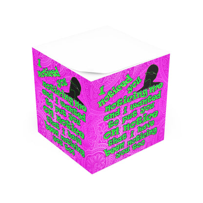 noticed you noticing - note cube (pink swirl)