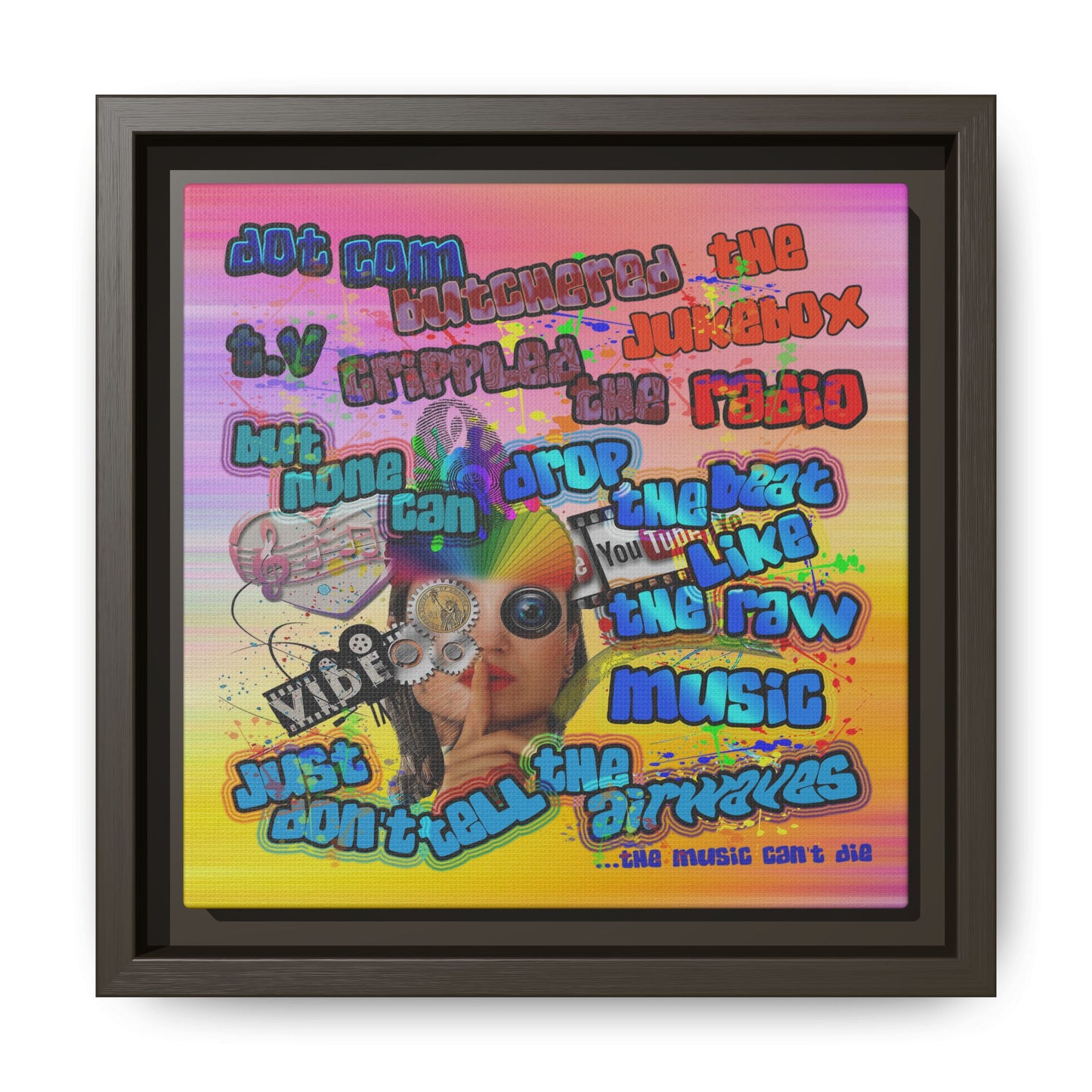 drop the beat - framed canvas art (color blur)